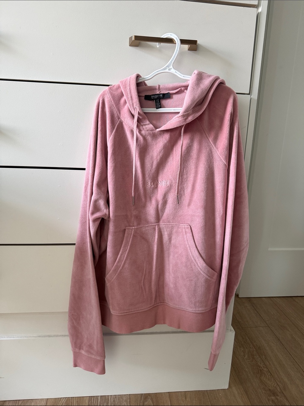 Brunette The Label Dusty Rose Velour Pullover Hoodie